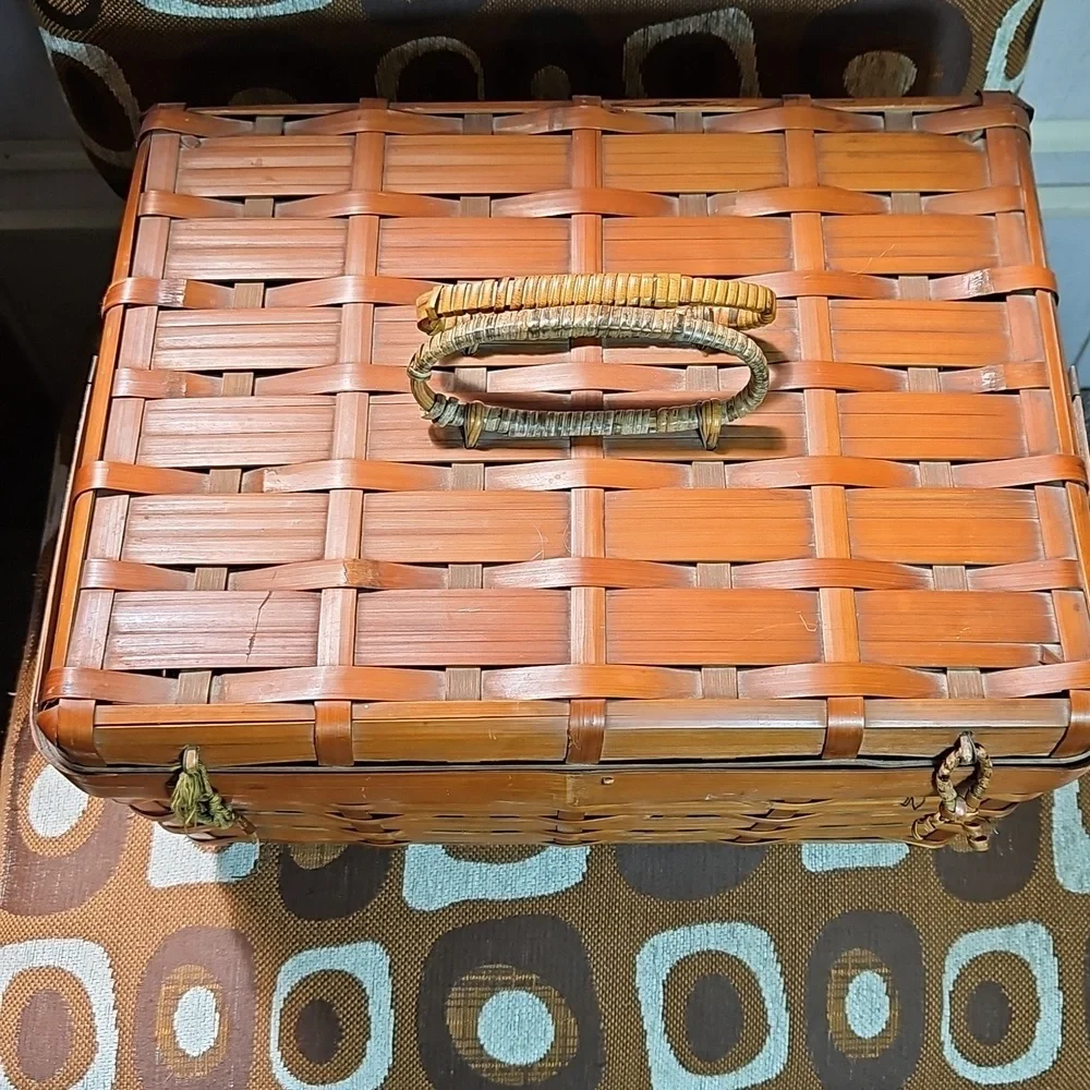 Antique Bamboo Slat Fishing Basket Japanese Late 1800's?  Vintage